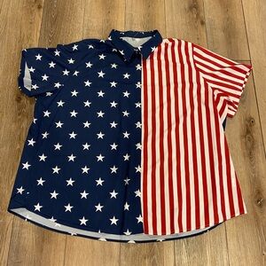 Men’s 5XL Patriotic American Flag Button Down Shirt Stars & Stripes Big & Tall
